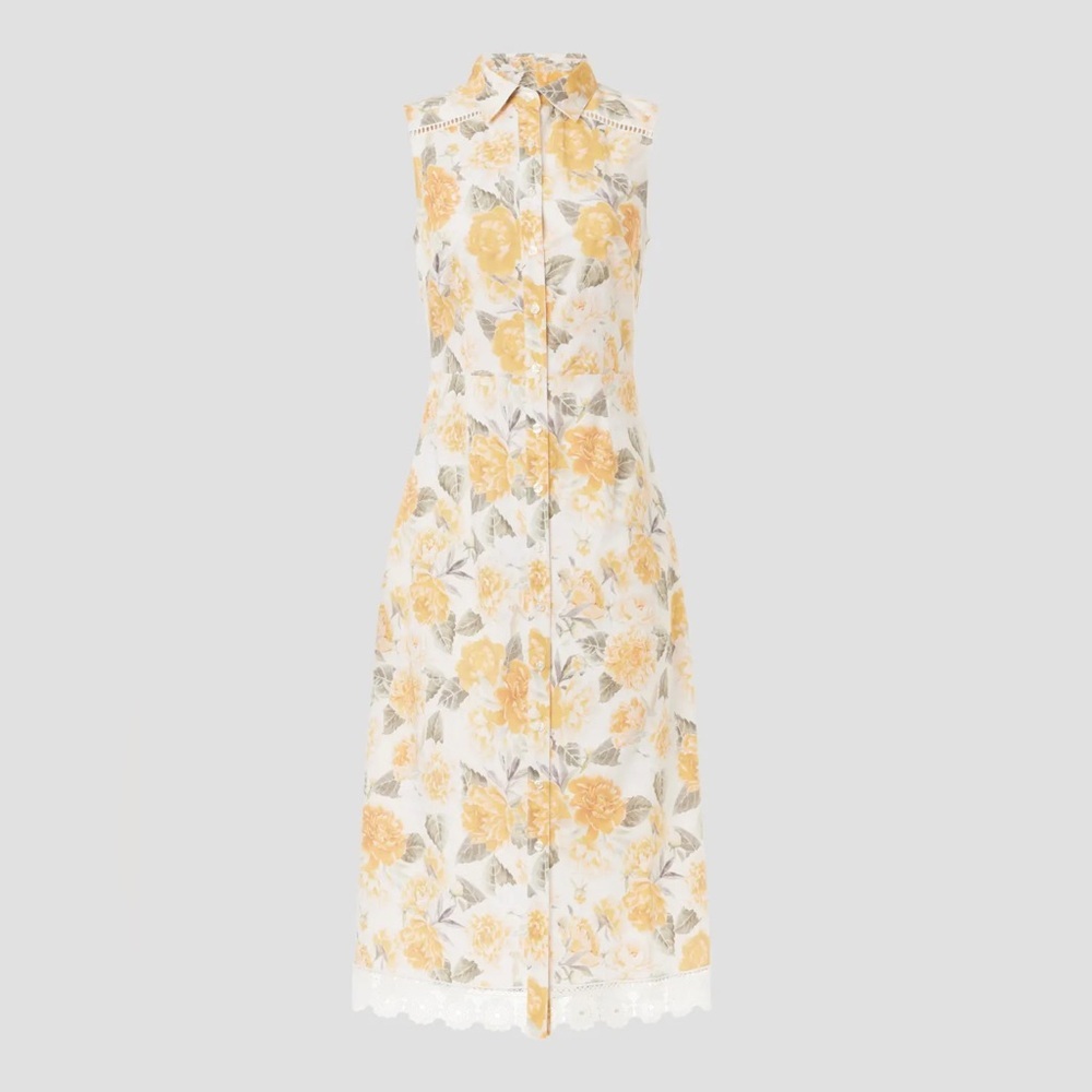 Rachel Parcell Sleeveless Shirt Dress in Peonies Floral - Picture 2 of 8